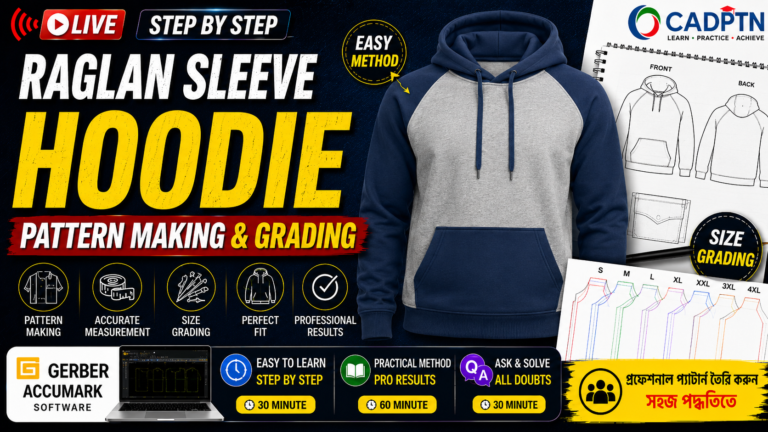 Raglan hoodie pattern making and grading